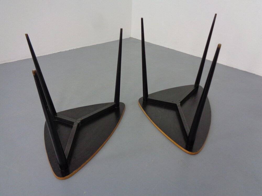 Mid-Century Triangular Birch Side Tables, 1960s, Set of 2