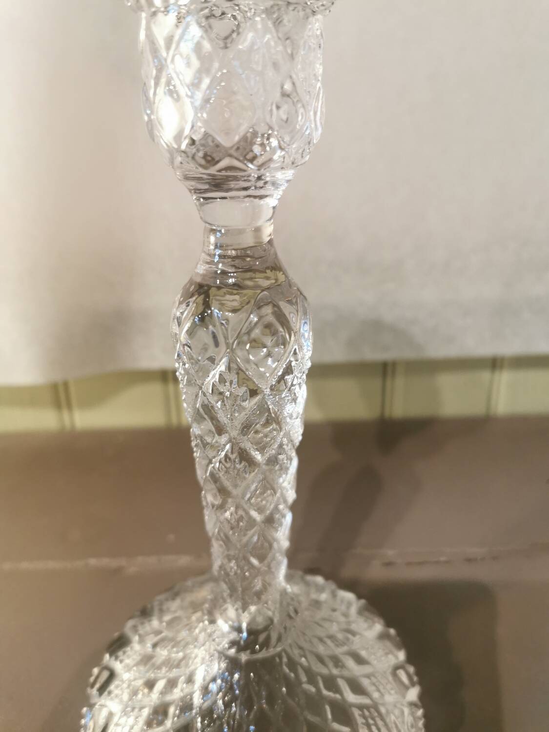 Pair of molded glass candlesticks