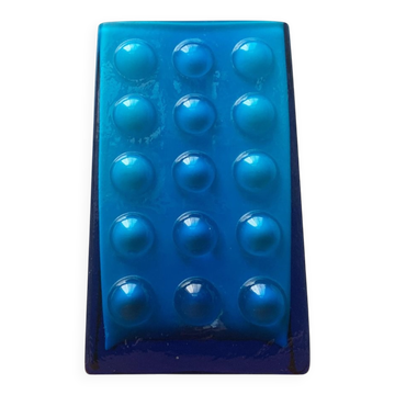 Vase à bulles en bloc de verre allemand du milieu du siècle de Karl Friedrich Glass
