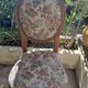 Brown varnished wooden chair 1940 Fabric chair with jacquard seat, upholstery manufacturing