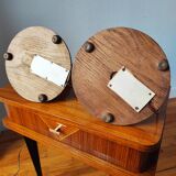 Pair of antique carved wooden lamps