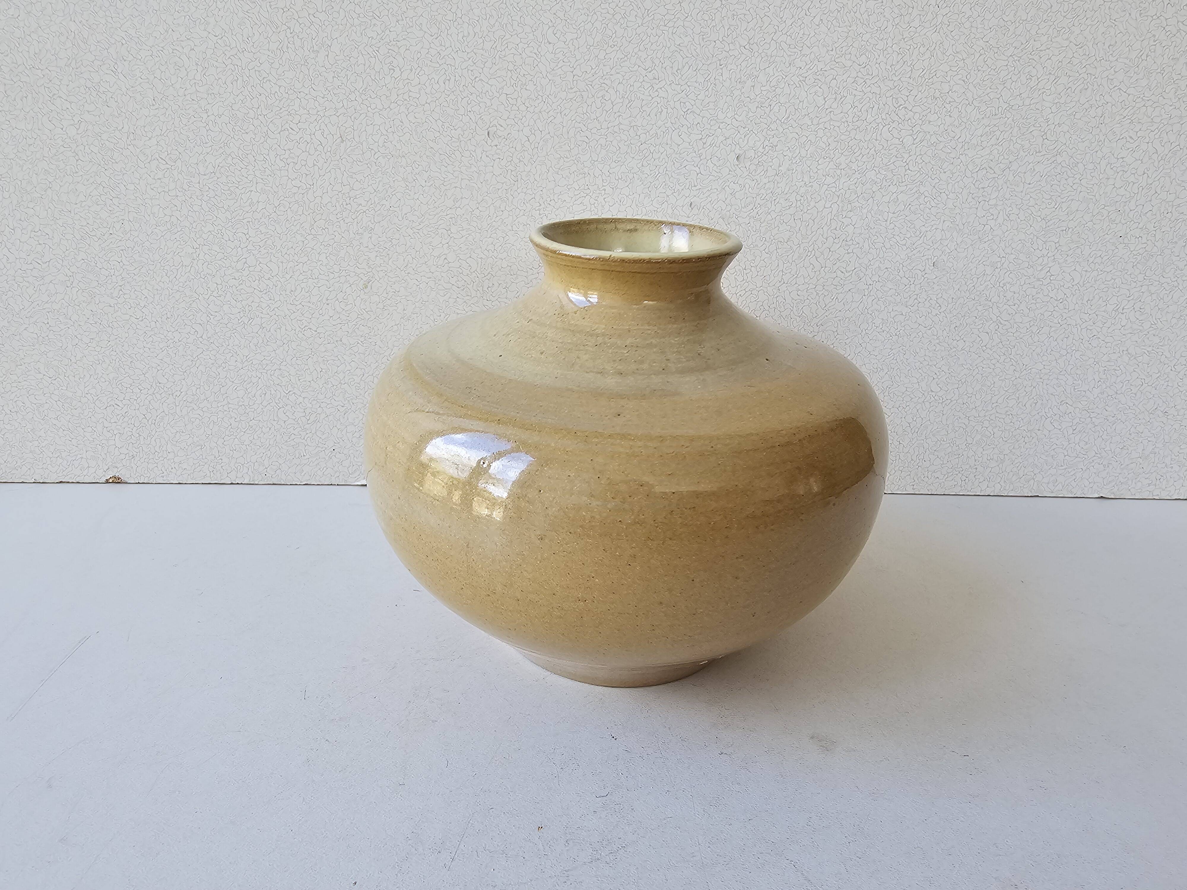 Ceramic stoneware ball vase signed (signature to be identified)