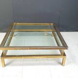 Vintage brass sliding top display coffee table, 1970s