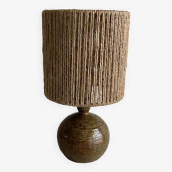 Lamp in stoneware and jute