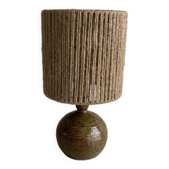 Lamp in stoneware and jute
