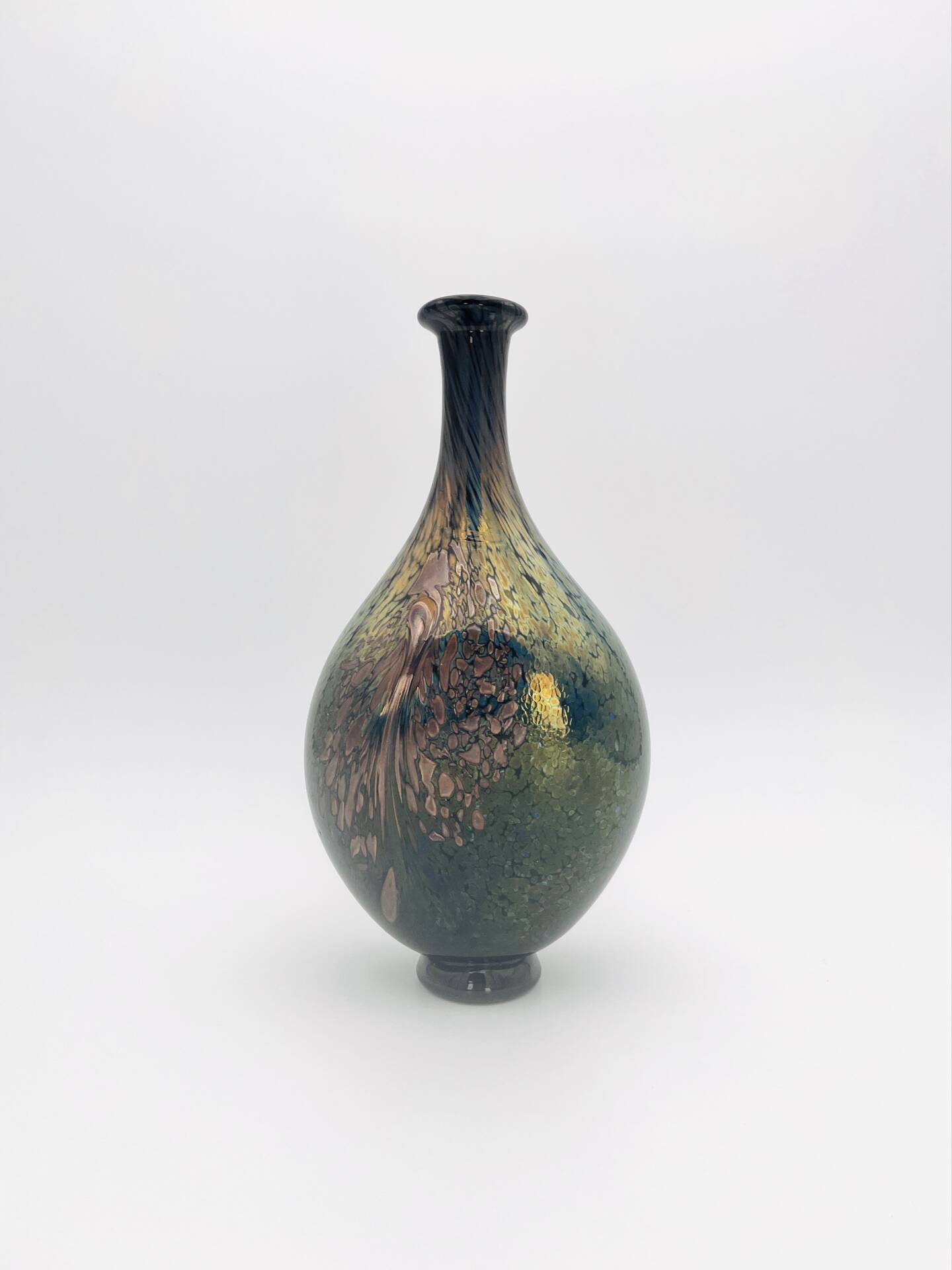 Vase R Pierini Studio Glass 1984 Copper 27cm Mineral Inclusions Signed