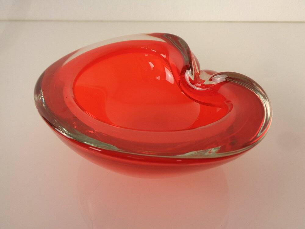 Vintage Italian Red Murano Glass Ashtray, 1960s