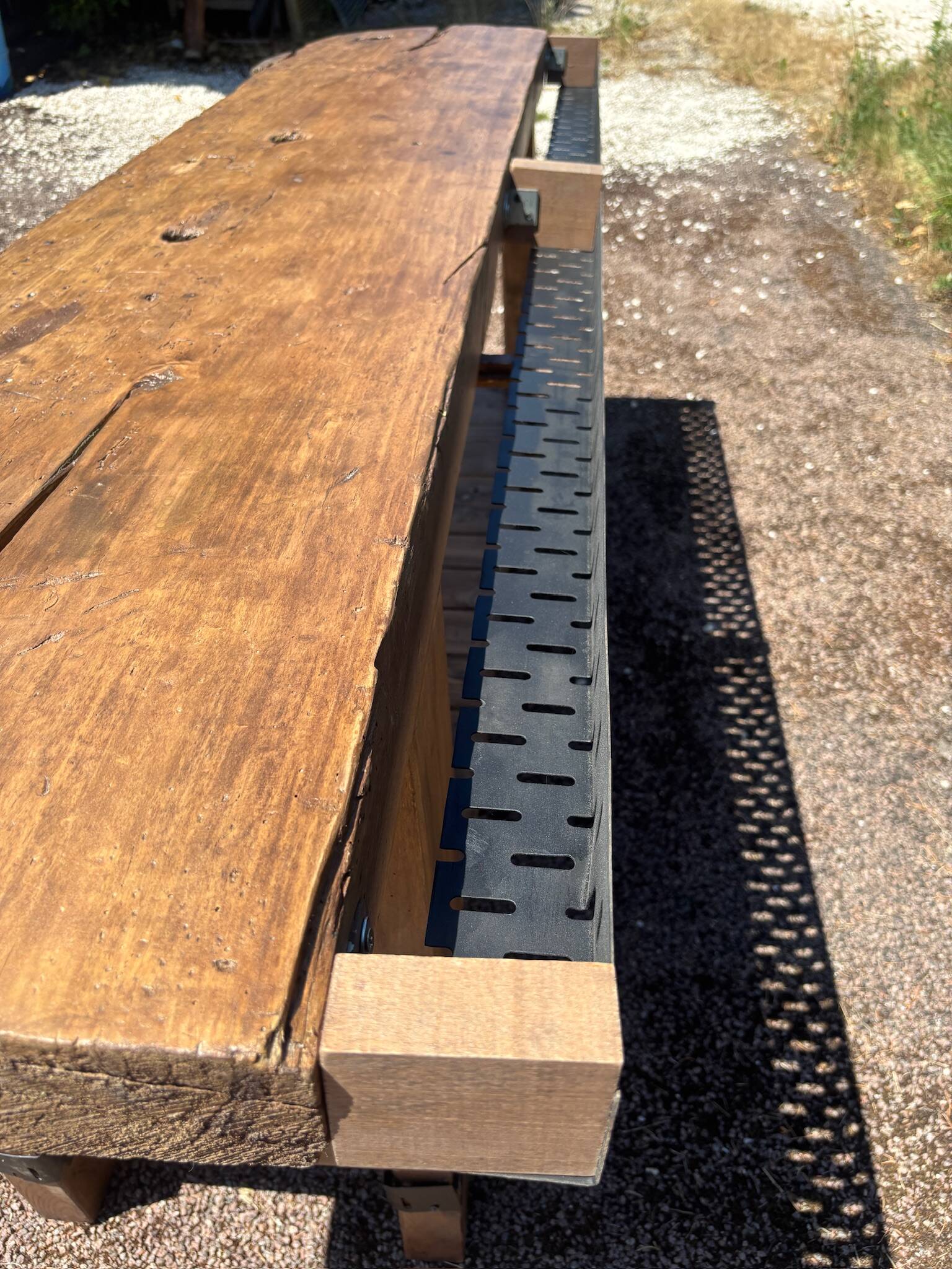 Restored old carpenter's workbench – Console / side table in solid wood