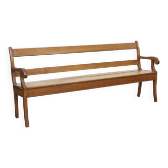 Banc de salle à manger/d'entrée antique en orme français du début du XIXe siècle