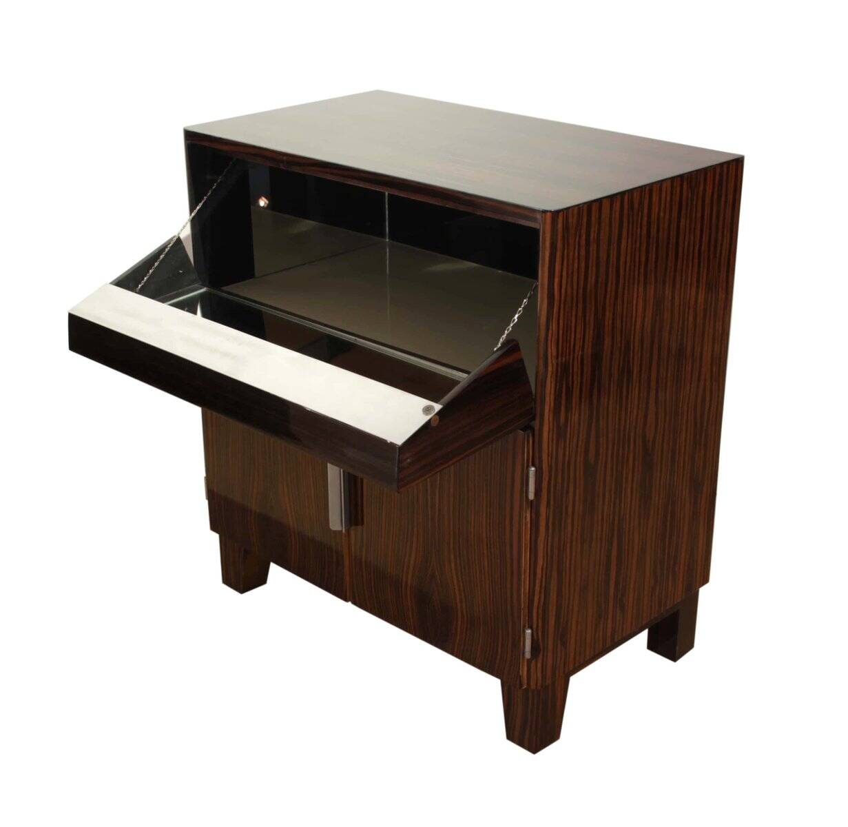 Small Art Deco Bar Cabinet, Macassar Veneer, France, circa 1930