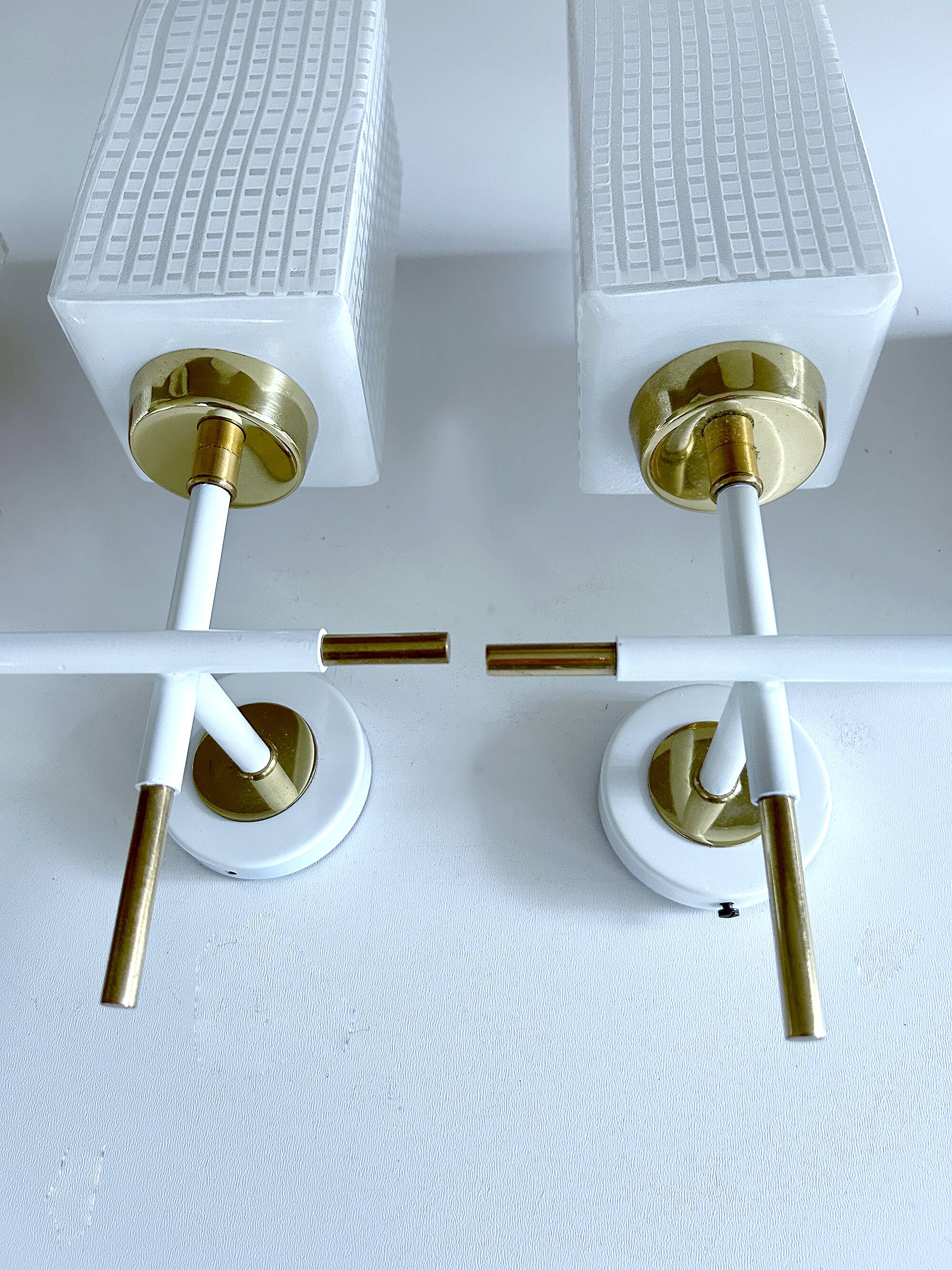 Pair of vintage architectural wall lights, 1960s