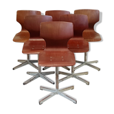 Suite de 6 chaises d'école Pagholz Pagwood 1960