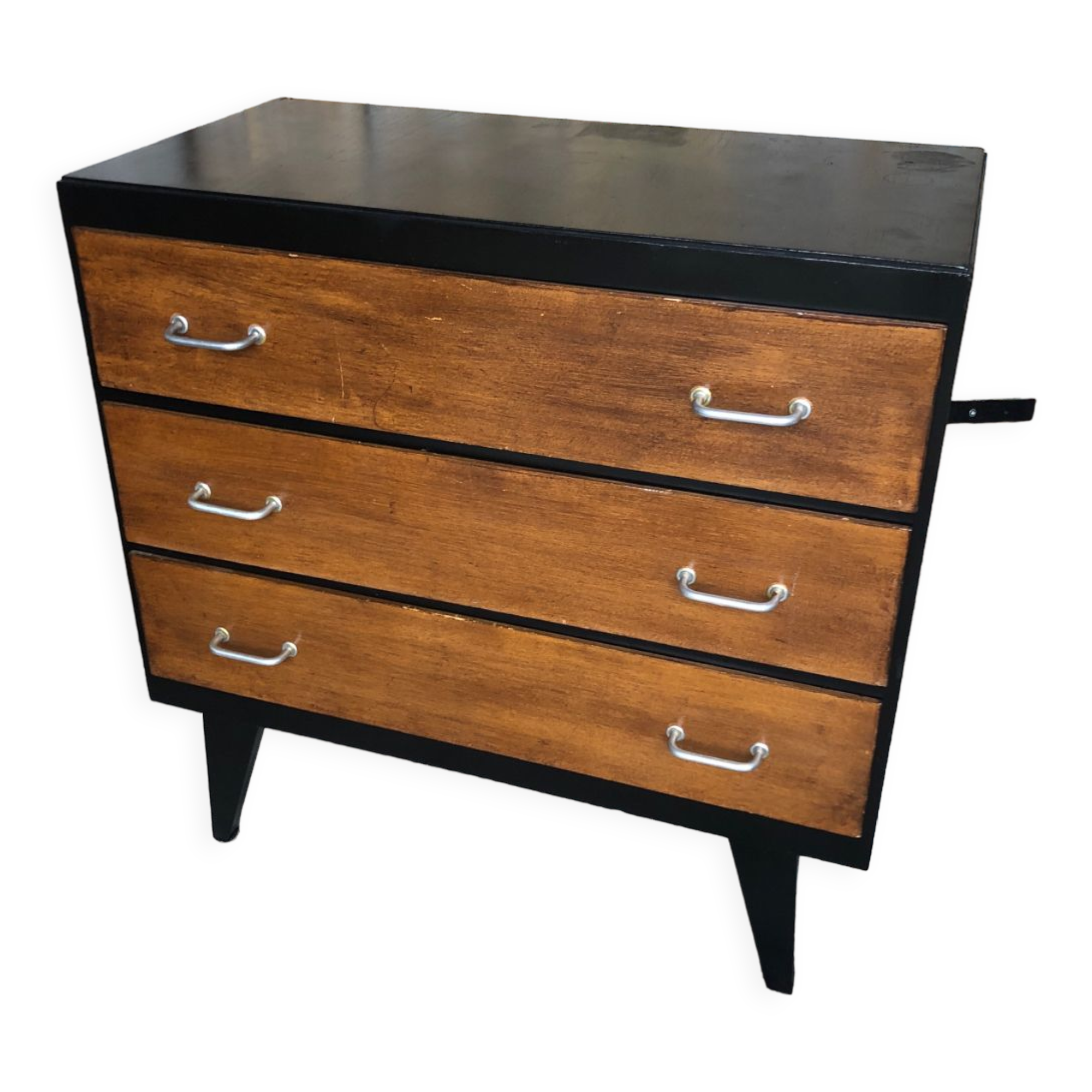 Black wood chest of drawers + 3 vintage black drawers #a143