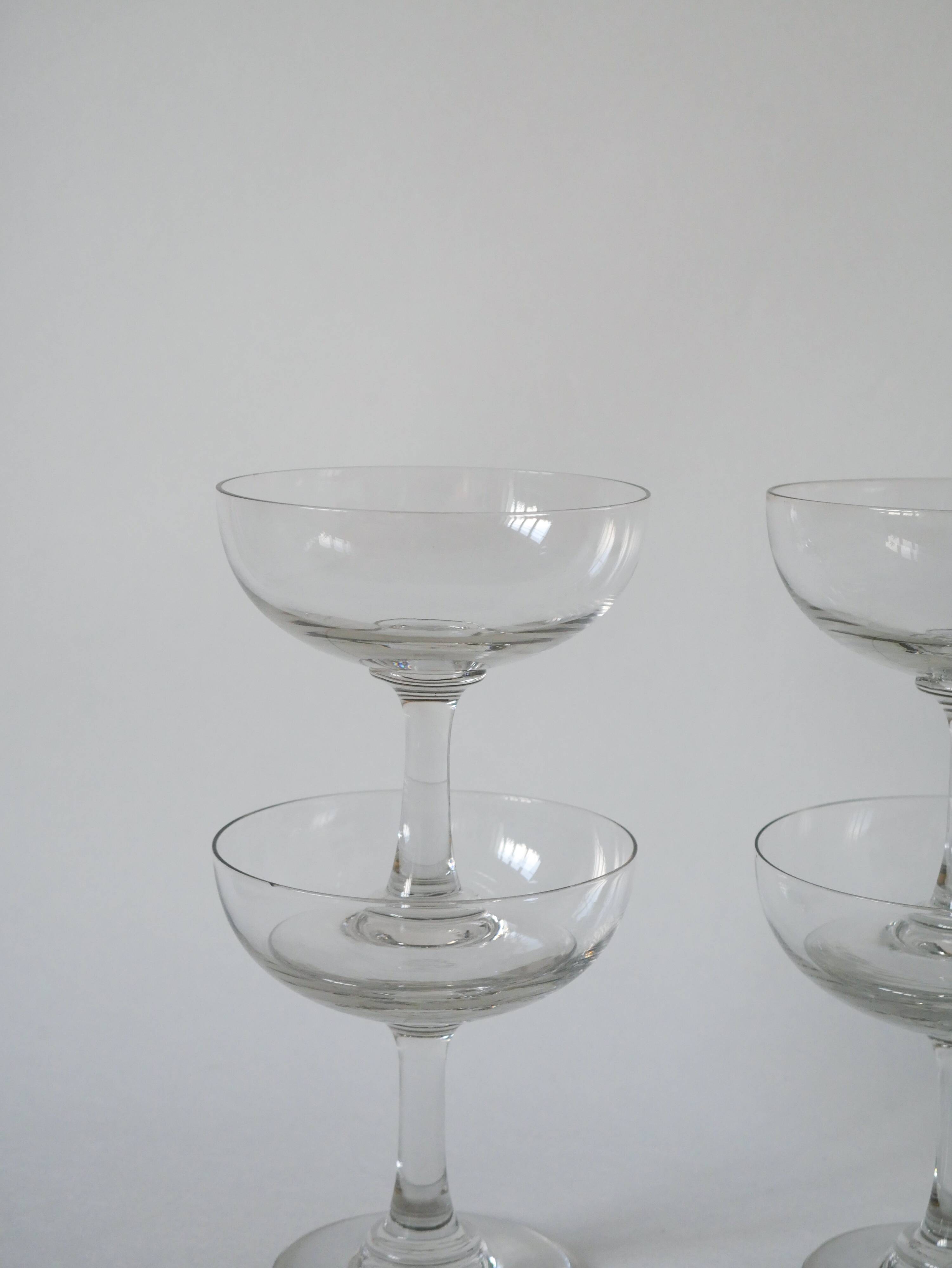 set of 4 large crystal champagne glasses 1920 11 x 10 cm