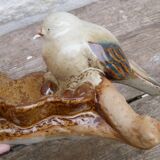 Dish or large empty pocket in flamed ceramic with bird motif
