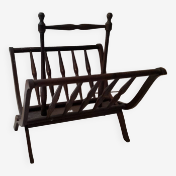 Vintage folding wooden magazine rack