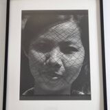 Vintage black and white photography, portrait, original framed print 42x52 cm.