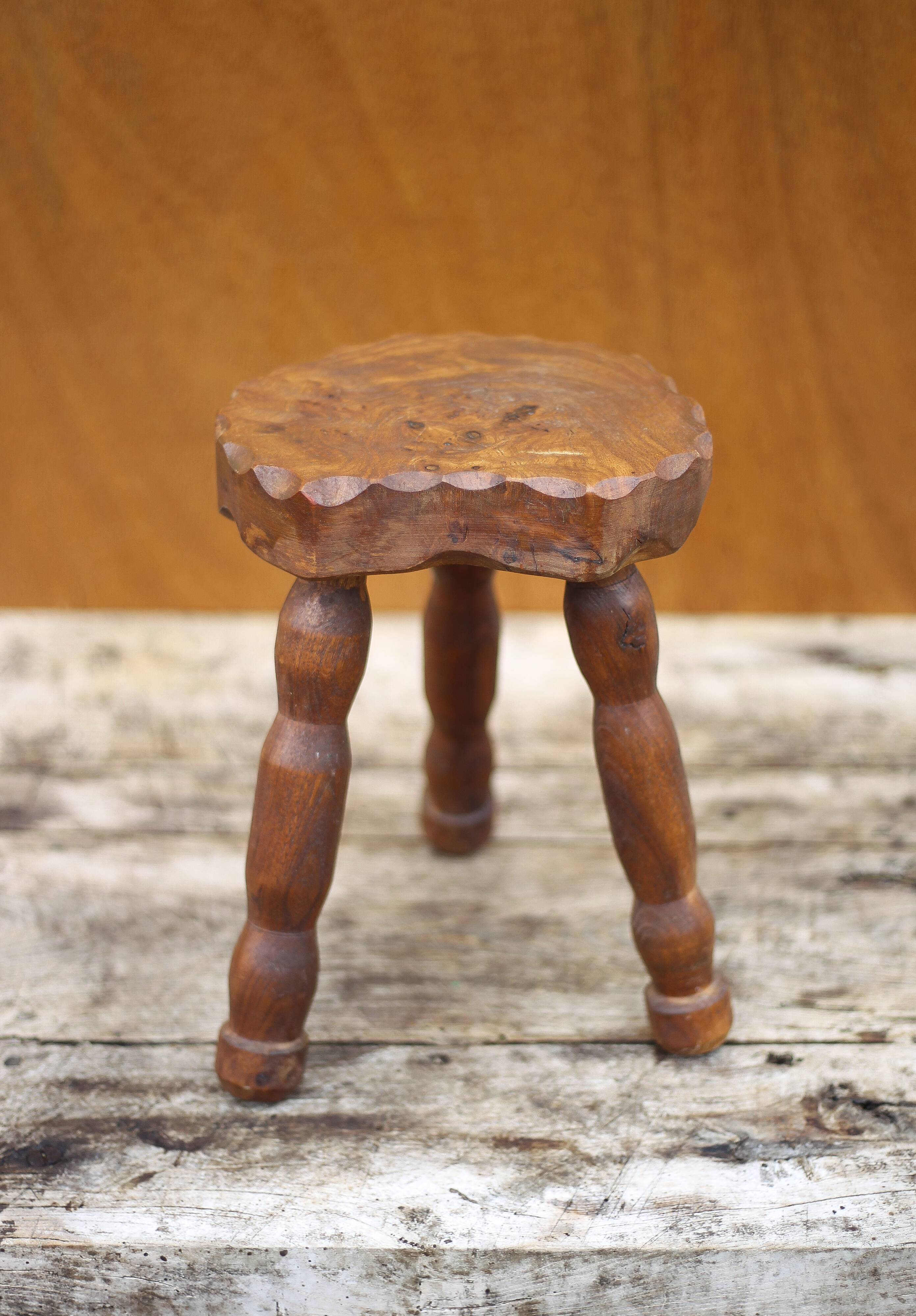 Vintage stool, small wooden stool, tripod stool, plant holder, interior decoration, stool