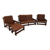 Canapé, deux fauteuils et un ottoman scandinaves, années 60
