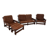 Canapé, deux fauteuils et un ottoman scandinaves, années 60