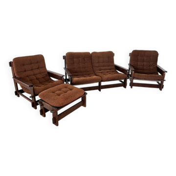 Scandinavian sofa, two armchairs and an ottoman, 1960s