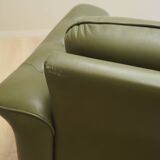 Canapé en cuir vert, design danois, années 1970, production : Danemark