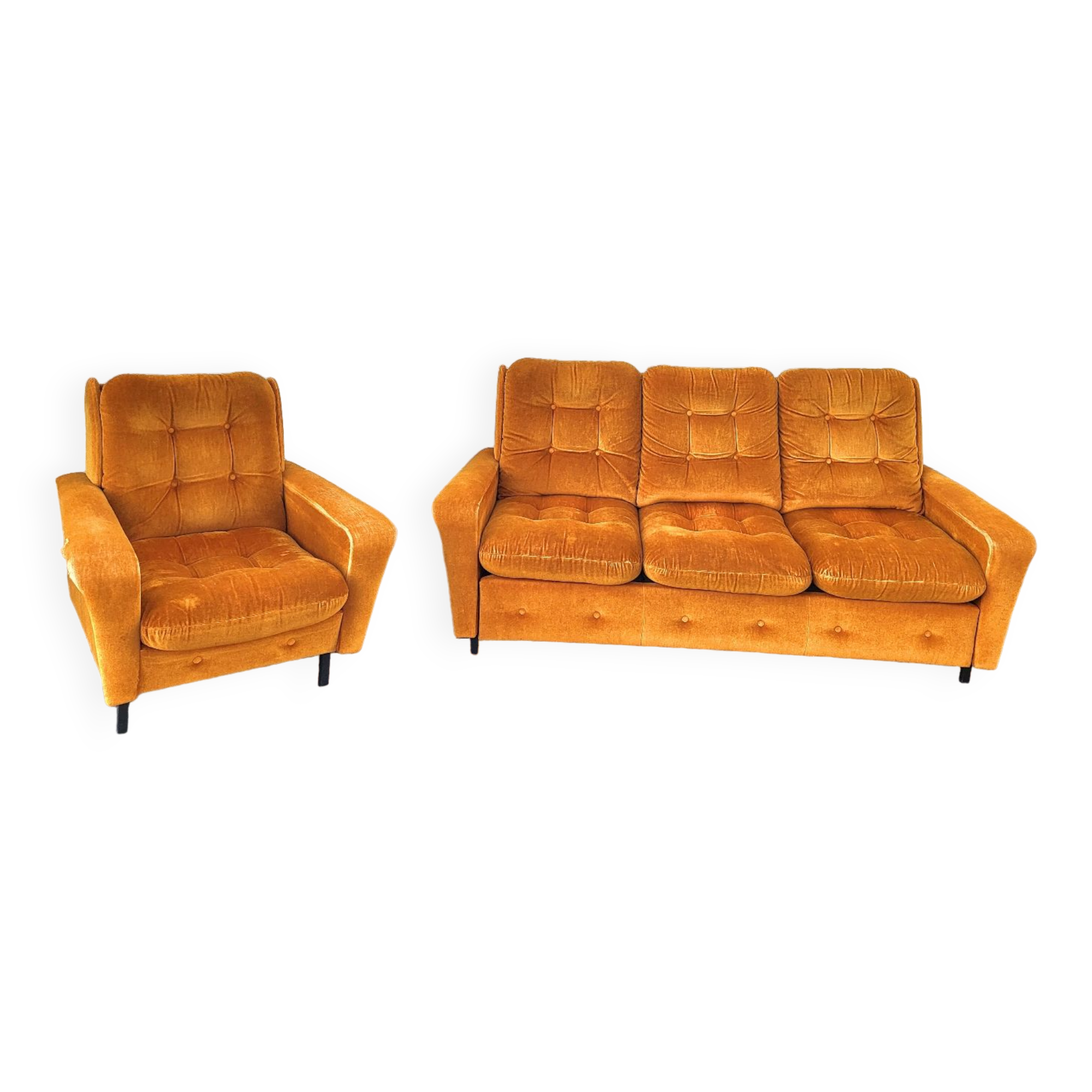 Ensemble canapé fauteuil vintage velours