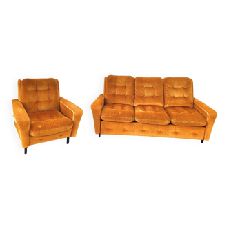 Set sofa armchair vintage velvet
