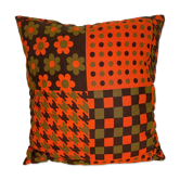 Coussin fleurs années 70 vintage 38 x 38 cm