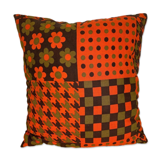 Vintage 70s flower cushion 38 x 38 cm