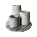 Set of 4 Retro Marble Candleholders | 3 Candleholders & 1 Marble Tray | Vintage Marble Decoration