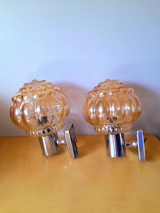 Pair of Helena Tynell bubble wall lights from the 70s