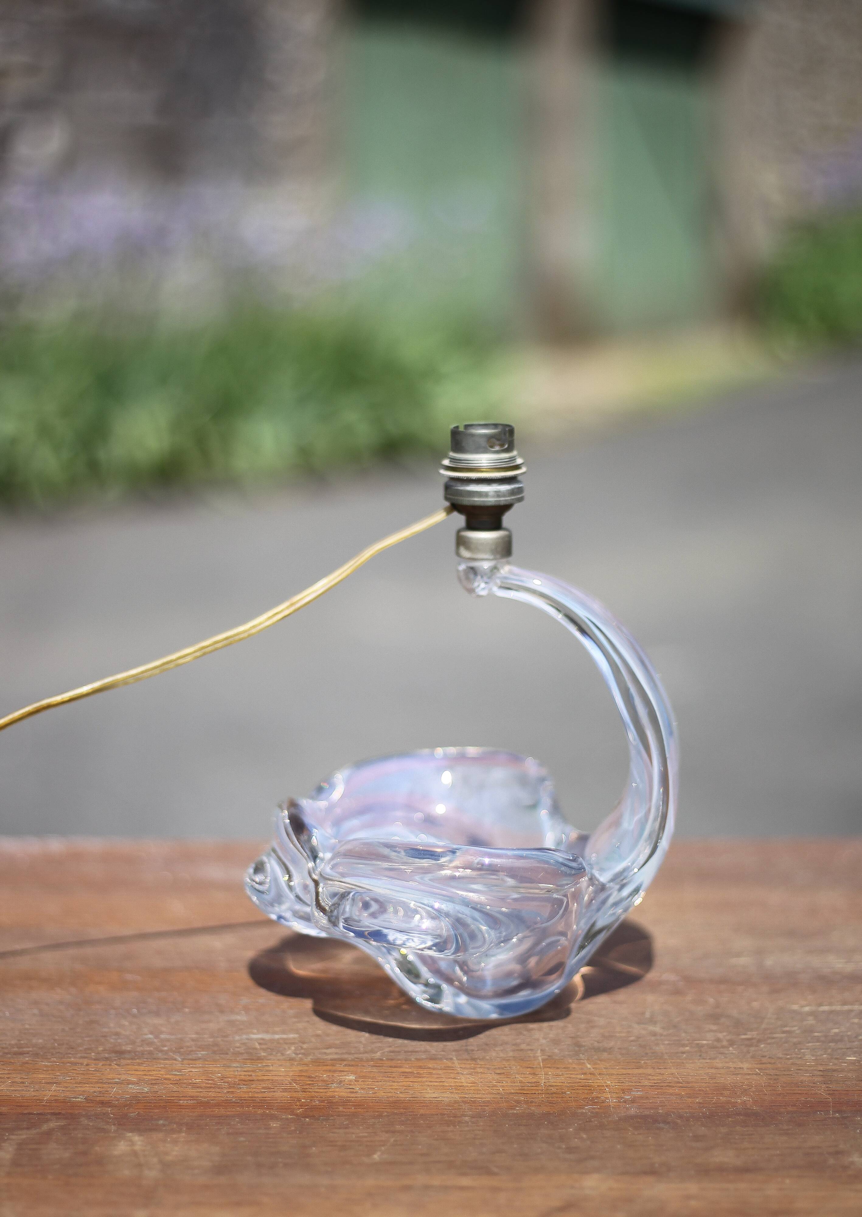 vintage crystal lamp, opalescent lamp base, bedside lamp, crystal table lamp, decoration