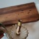 Old vintage wall lamp, brass glass and fake candle mirror