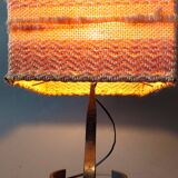 Brutalist lamp 1950 in wrought iron with handmade wool lampshade.