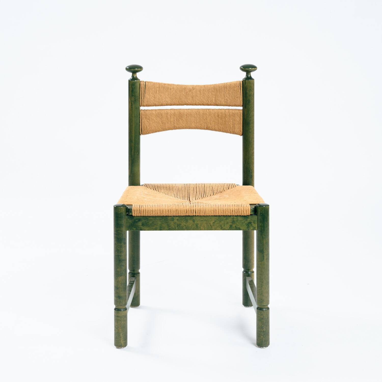 Odessa dining chairs set of 6, stained birchwood, Danish cord, 1970s