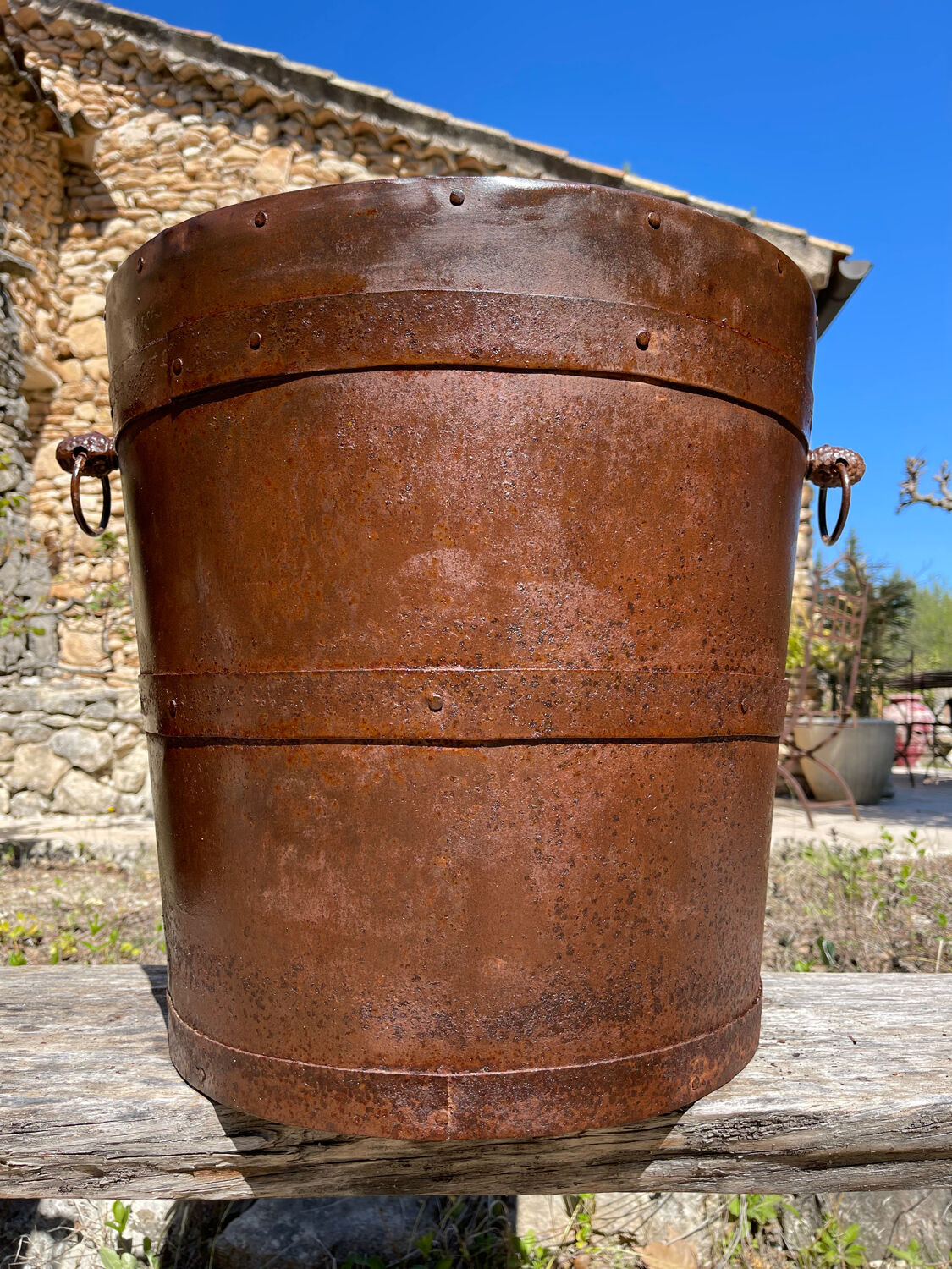 Riveted iron cache pots