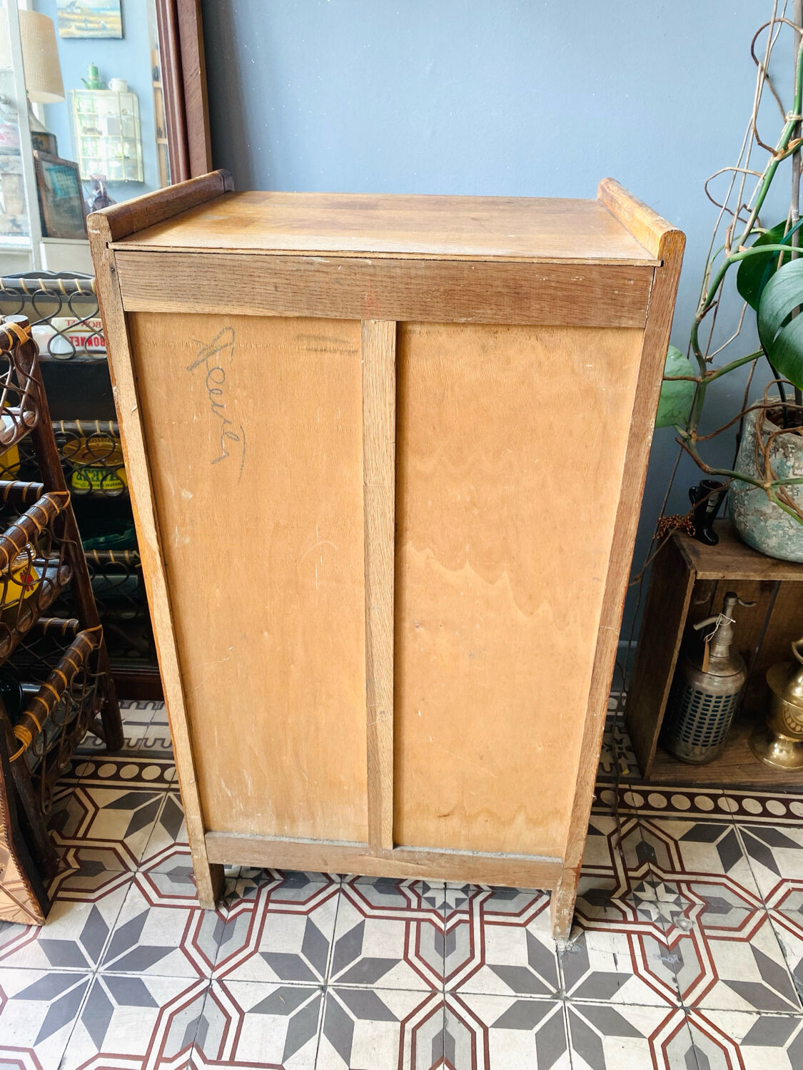 Small wooden chest of drawers from the 1950s.