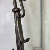 Pair of wrought iron candlesticks, 18th century