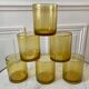 Set of 6 yellow bubble glass water glasses 70s