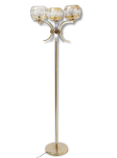 Lampadaire acier et verre 1970 vintage design 70's funky retro pop space age seventies floor lamp