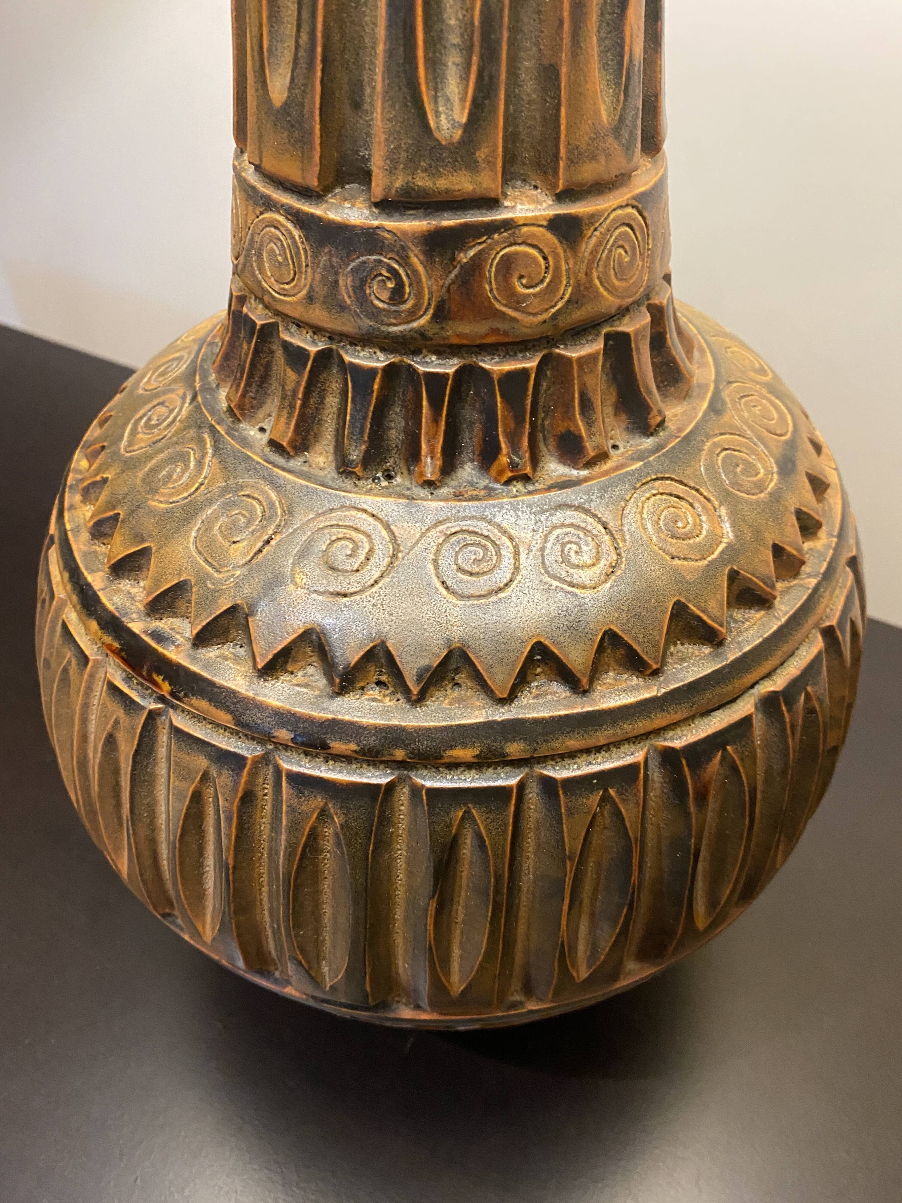 Marius Bessone ceramic lamp Vallauris 1950