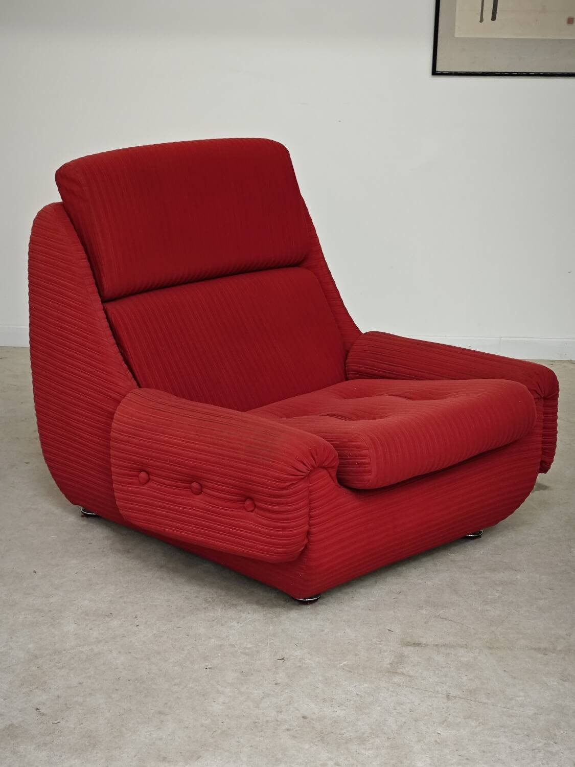 Paire de fauteuils rouge Atlantis Space Age République Tchèque 1970