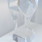 Lampe de table sculpturale en lucite solide transparente - Vers 1980