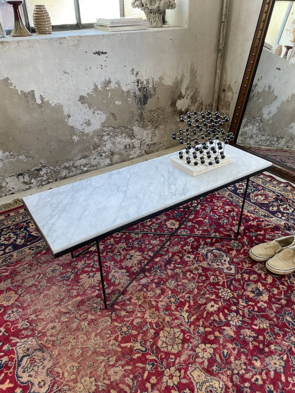 50s coffee table in metal and marble