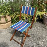 PRODUCT BHV - Folding chair wood and canvas 1960 vintage
