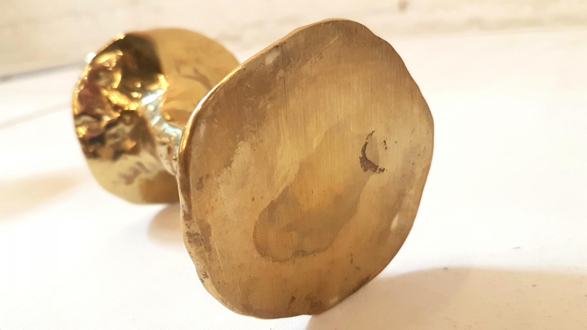 Pair of massive bronze brutalist candlesticks 1980