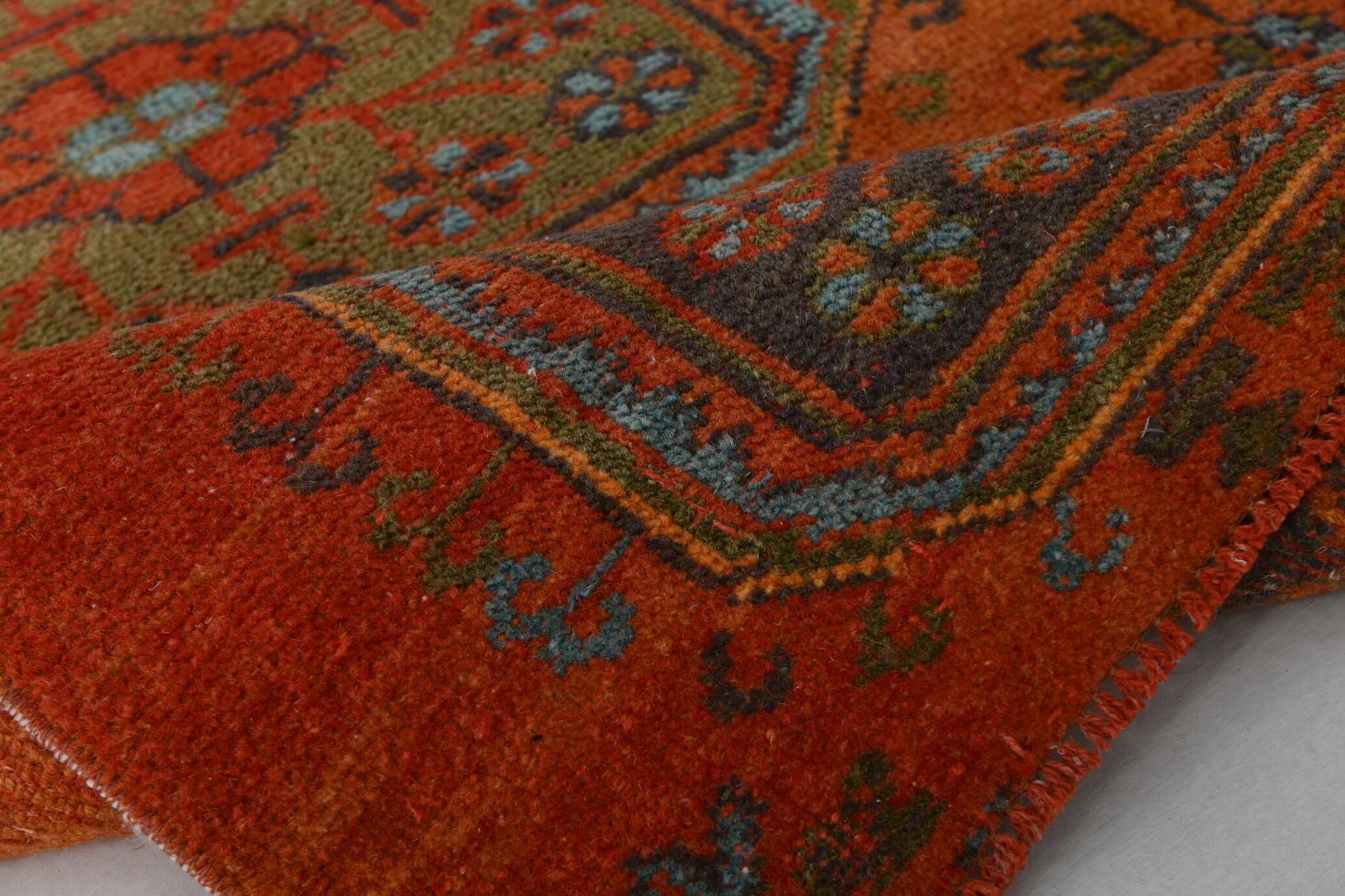 3x9 Pumpink Orange Vintage Turkish Runner Rug, 78x288Cm SK 23570