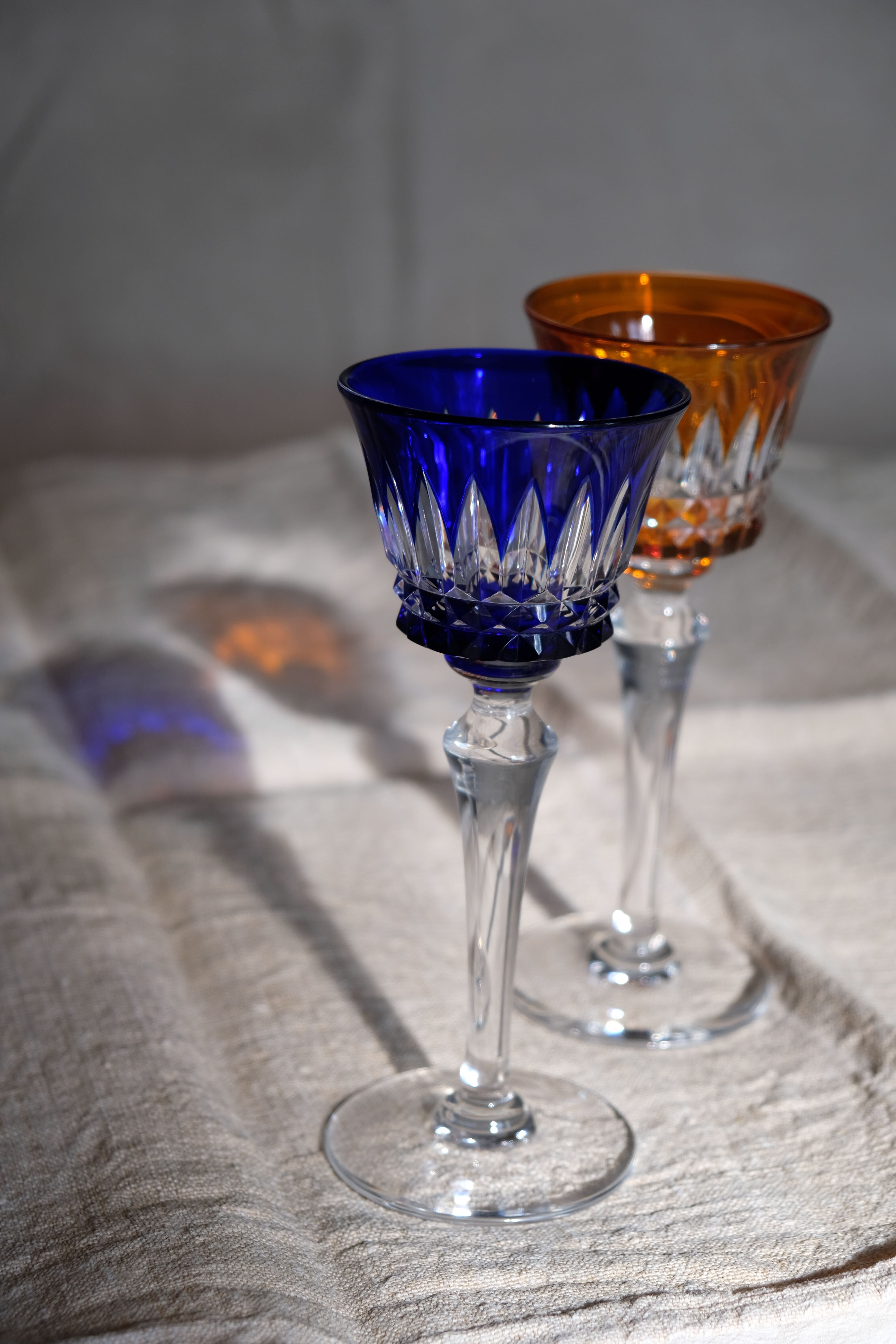 6 Baccarat glasses Piccadilly Model in colored crystal