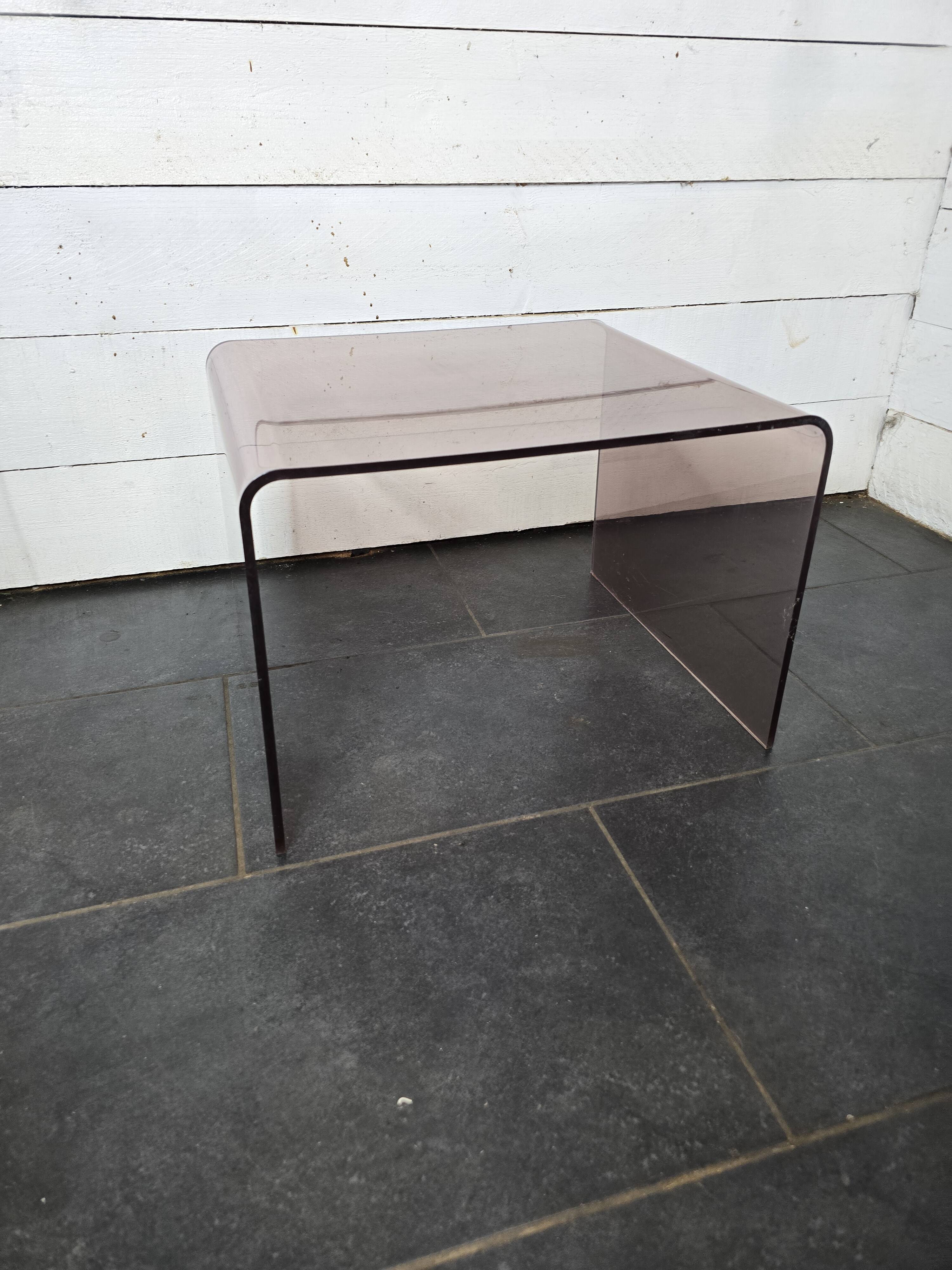 Smoked plexiglass side table from the 70s